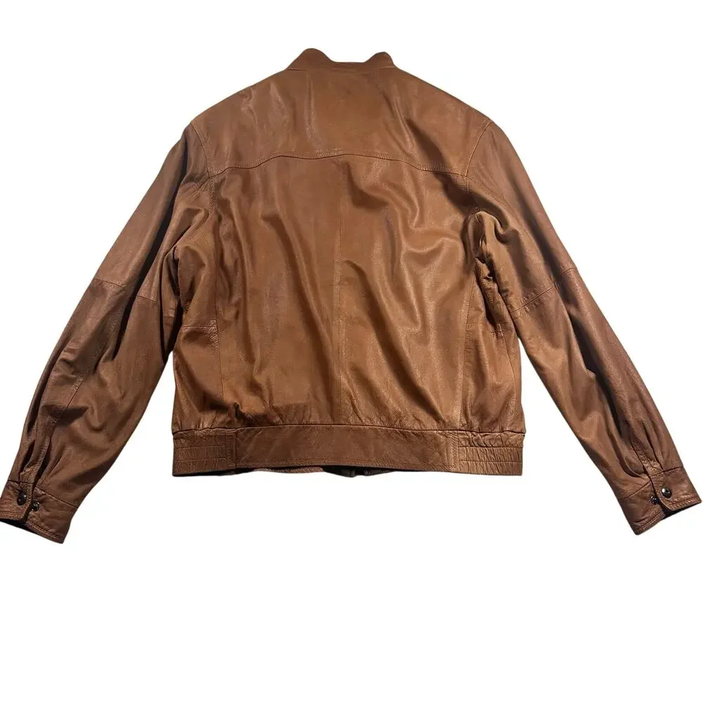 Remy Vintage Brown Leather Flight Bomber Jacket Made in USA Size 42 / Large